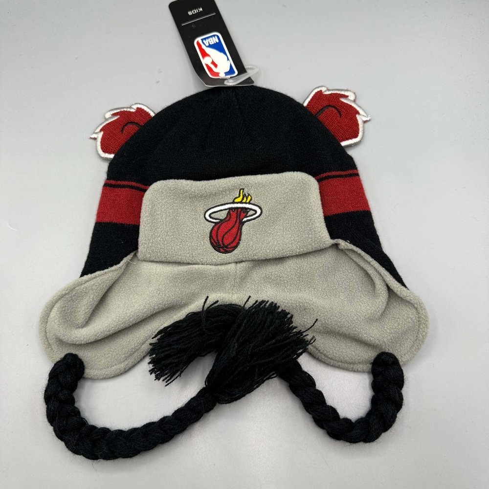 Miami Heat Hat Toddler Gray‎ Black NBA Earlap Beanie Cap New